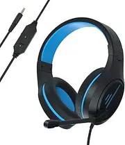 MH601 Gaming Headset for PC Laptop Noise C ling Over Ear Headphones with Mic 3.5mm Jack Wired Headset Bass Surround Soft Earmuffs for Games Black & Blue