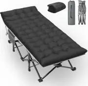 Portable XXL Camping Cot with Mattress and Carry Bag - 79" Space-Saving Solution