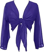 [Indian Trendy] Women's Flair Wrap Tie Top Chiffon Choli Blouse Belly Dance Gypsy Bolero Shrugs Cardigan