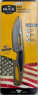 Buck 631 PakLite 2.0 Field Knife Fixed Blade Black Skinner with Sheath 0631BKS-C