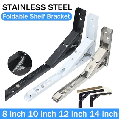 Folding Shelf Bracket 2 Pc Heavy Duty Foldable Shelf Bracket Metal Wall Mountain