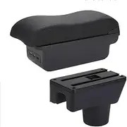 Car Console Double Storage Box for Mitsubishi for Attrage for Mirage for Dodge for Attitude for Space for Star 2011-2019 Car Armrest Curved Surface Box(C2 Black line)