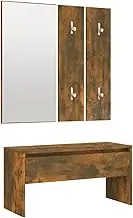 Hallway Furniture Set with Storage | Smoked Oak Engineered Wood Bench | Entryway Organizer for Shoes & Coats | Space-Saving Design for Small Homes