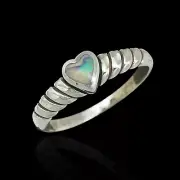 Groovy Love Ring, White Opal, 925 Sterling Silver, Size: 5.75