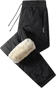 [LETSIQS] Unisex Fleece Jogging Bottoms Warm Thick Straight Winter Pants for Men Windproof Waterproof Mens Winter Pants Elastic Drawstring Winter Sweatpants for Outdoor