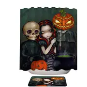 Halloween Out Trick or Treating Witch and Skeleton Shower Curtain