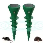 2Pcs Solar Power Ultrasonic Mice Gopher Mole Pest Snake Repellent Repeller Upgra