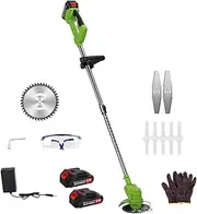 Tulkdexi - 6 Inch Weed Trimmer 2 x 1500mAh Cordless Fast Charger Includes Retractable Lawn Edger for Home, Handheld Lawn Brush Cutter