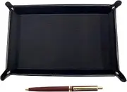 Japanese Grain Cowhide Leather Pen Tray Black AP300 Showa 40's Reproduction Retractable Metal Clip Ballpoint Pen Set, Red TRASB-AP300B-R