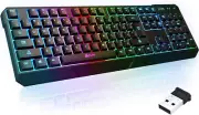 KLIM Chroma Wireless Gaming Keyboard RGB New - Long-Lasting Rechargeable Batt...