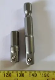 2x Standard Screwdriver Bit Adaptor extension 1/4" drive Socket 50mm & 25mm long