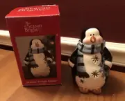 New Penguin Christmas Snowflakes Ceramic Tea Light Holder Kohl’s W/ Tea Light