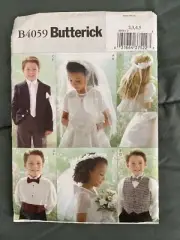 Butterick Pattern B4059 Flower Girl/Ring Bearer Vest, Veil, Tie + New Sz 2,3,4,5