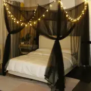 Canopy Bed Curtains with Lights,Elegant Bed Canopy Curtains Bed Netting for Full