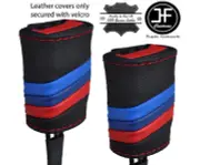 RED STITCH TRI STRIPES 2X SEAT BELT REAL LEATHER COVERS FOR BMW I8 2014-2019 (for: BMW)