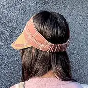 [LAYBAY] Women Sun Visor Hat Women's Sunshade Empty Top Cap Summer Outing Sunscreen Sun Straw Woven Straw Hat 56~58cm (Color : Khaki)