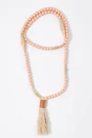 Long Tent Beads With Tassels Necklace--RAR-300841