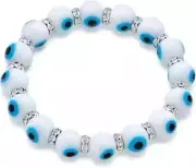 Turkish Evil Eye Crystal Glass Bead Stretch Bracelet