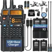 Professional UV-5R Ham Radio Set - High Power, Dual Band, 2 Pack with Earpiece