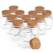 12 Pack Small Glass Jars with Cork Lids, 50ml Mini Bottles for DIY Crafts, Pa...