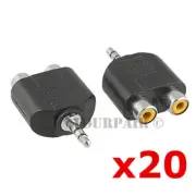 20 Pack Dual RCA Female Jacks to 3.5mm Stereo Male Y Splitter Adapter Headphones