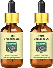 Pure Shikakai Oil (Acacia concinna) with Glass Dropper Natural Therapeutic Grade (Pack of Two) 100mlx2 (6.76 oz)