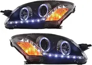 Car Lights Compatible For Yaris/Vios Headlight 2008-2013 Xenon Head Lamp With Angel Eyes & DRL LED Light Bar