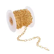 5.46Yard Gold Soldered Brass Paperclip Chains Drawn Elongated Cable Chains 8x5mm