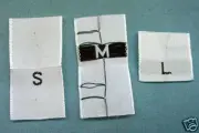 5000 PCS WHITE WOVEN CLOTHING SEWING GARMENT SIZE LABEL TAGS - S, M, L