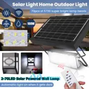 100W 70LED Solar Street Light Outdoor Commercial Super Bright Wall Lamp w/Remote