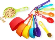 12 Piece Measuring Cups and Spoons Set, Colored Kitchen Measure Tools, Durable