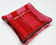 Gorgeous Red and Pink Fused Art Glass Mini Dish
