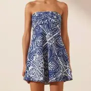 Shona joy dress size au 16 / us 12 NWT pombeline strapless corded mini blue
