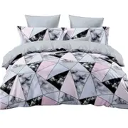 Soft Quilt Duvet Cover Set - Marble Geometric