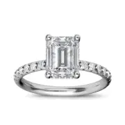 Hidden Halo 5.80 Ct G VS2 Emerald Cut Lab Created Diamond Engagement Ring 18k