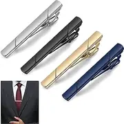 [Bavooty] Men's Tie Pin, Tie Clips for Men Set, Men's Tie Pin, Classic Tie Clips, Tie Clip Set for Men, Daily Life, Anniversary, Business, Pack of 4, M, NO, No