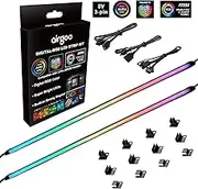 Airgoo NEON Addressable RGB PC LED Strip, 42 LEDs 2x15.7inch Silicone Rubber Diffused Rainbow Magnetic ARGB Strip for Motherboards 5V 3Pin ARGB Header, Easy to Install with 12 pcs Magnetic Brackets
