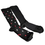 Compression Socks 2 Pair Knee High Size M 9-11 Me Moi Dr. WellFit Black Hearts