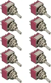 E Support 10 x On/Off/On Mini Miniature Toggle Switch Dash Dashboard DPDT 6Pin