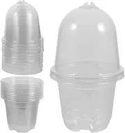 WEKADRIN 10 Sets Nursery Pots with Humidity Dome Durable Seedling Containers for Gardening for Outdoor Indoor Planting Includes Pots Covers
