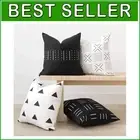 Elegant 4-Pack Black & White Cotton Throw Pillow Covers - Perfect for Any Room