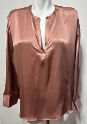Joie Women Large Silk Top Shirt Blouse Light Mauve Peach New NWT