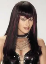 Hot Streak Wig Vampire Black Red Fancy Dress Halloween Adult Costume Accessory