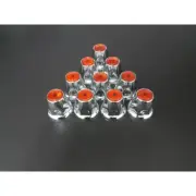 Fortpro 33mm x 2 1/8" Chrome Push-On Nuts Covers with Red Top Reflector - 10 Pac