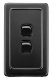 Tradco 5343 2 Gang Flat Plate Rocker Switch Matte Black