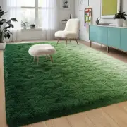 Extra Large Fluffy Area Rug, 6x9 Ft Dark Green Rug Modern Indoor Living Room