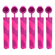 6pcs Silicone Ice Pops Mold with Lid Ice Cream Makers 7.79"Long, Purple/Rose Red