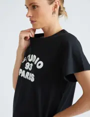 Katies Short Sleeve Sequin Slogan Tee - Womens