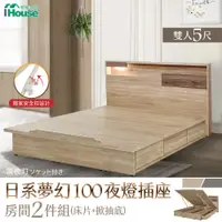 在飛比找PChome24h購物優惠-【IHouse】日系夢幻100 夜燈插座 房間2件組(床片+