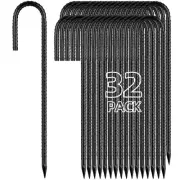 Besitu 12 Inch Rebar Stakes J Hook Ground Stakes 32-Pack Heavy Duty Galvanize...